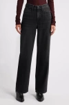Rag & Bone Featherweight Logan High Rise Wide Leg Jeans In Jet Black In Jet Black