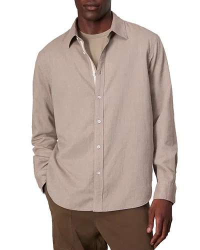Rag & Bone Finch Textured Button Front Shirt In Khaki Stripe