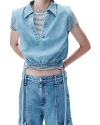 Rag & Bone Fiona Ultra Featherweight Sleeveless Denim Crop Top In Billie