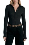 Rag & Bone Gemma Floral Jacquard Polo In Black