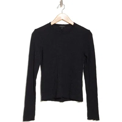 Rag & Bone Gemma Jacquard Lettuce Edge Long Sleeve T-shirt In Black