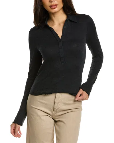 Rag & Bone Gemma Polo Shirt In Black