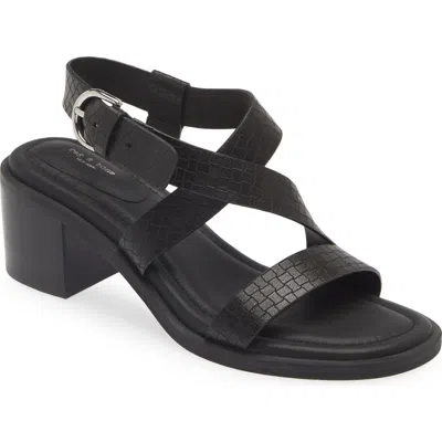 Rag & Bone Geo Embossed Leather Crisscross Sandals In Blkbktw