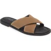 Rag & Bone Geo Suede Crisscross Slide Sandals In Camel Suede