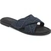 Rag & Bone Geo Denim Crisscross Slide Sandals In Navy Blue