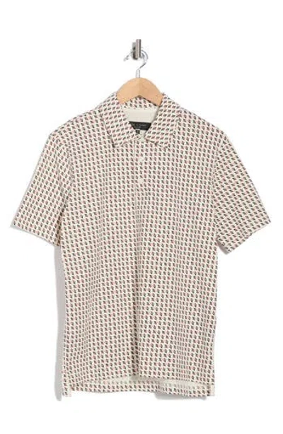 Rag & Bone Geo Print Cotton Polo In Ivory Multi