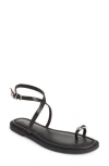Rag & Bone Geo Leather Toe-ring Flat Sandals In Black Leather