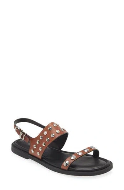 Rag & Bone Geo Stud Leather Slingback Sandals In Saddle Leather