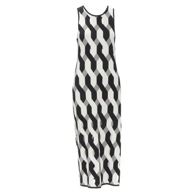 Rag & Bone Geometric Woven Cut Out Knitted Dress In Grey