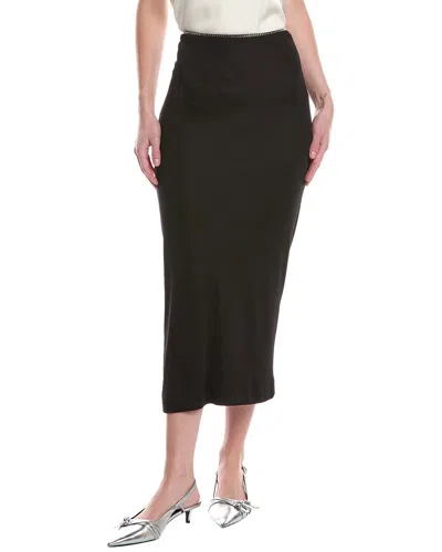 Rag & Bone Gwenyth Leather-trim Midi Skirt In Black