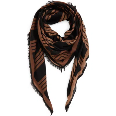 Rag & Bone Harlow Geo Stripe Wool Scarf In Dark Espresso