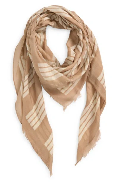 Rag & Bone Harlow Stripe Wool Scarf In Camel
