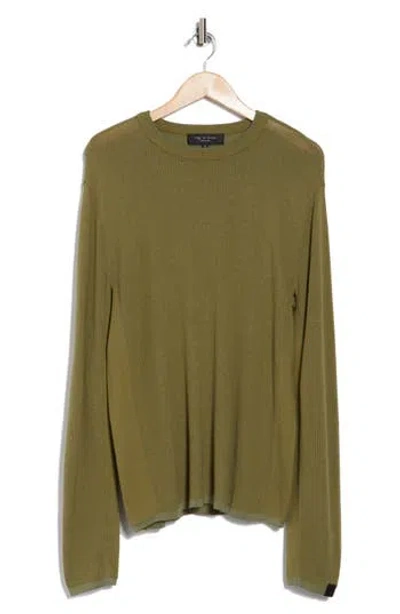 Rag & Bone Harvey Crewneck Cotton Sweater In Sage