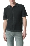 Rag & Bone Gray Harvey Striped Jacquard-knit Polo In Washed Black