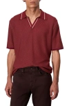 Rag & Bone Men's Hamlin Polo Shirt With Johnny Collar In Maroon