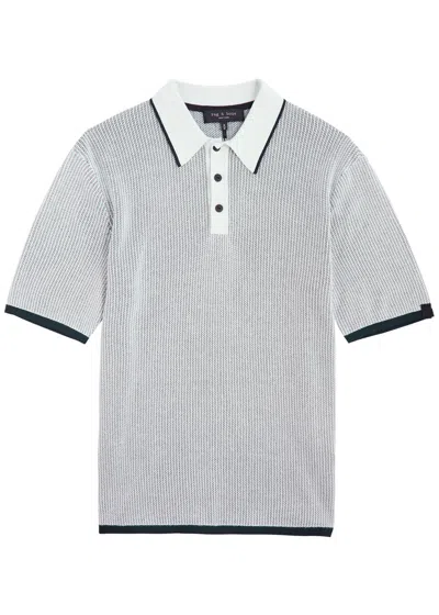 Rag & Bone Harvey Knitted Cotton-blend Polo Shirt In Blue