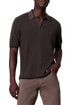 Rag & Bone Harvey Knit Polo In Slate Brown