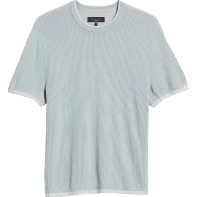 Rag & Bone Harvey Ringer Cotton Blend Mesh T-shirt In Light Blue