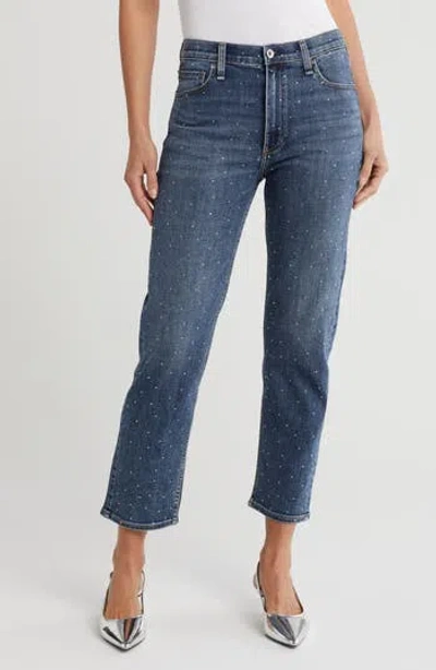 Rag & Bone Hattie Embellished Ankle Straight Leg Jeans In Medium Wash Jewels