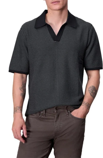 Rag & Bone Hayes Open Collar Polo Shirt In Shark Blue