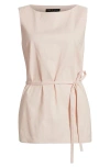 Rag & Bone Holland Tie Waist Linen Blend Tunic Top In Rose