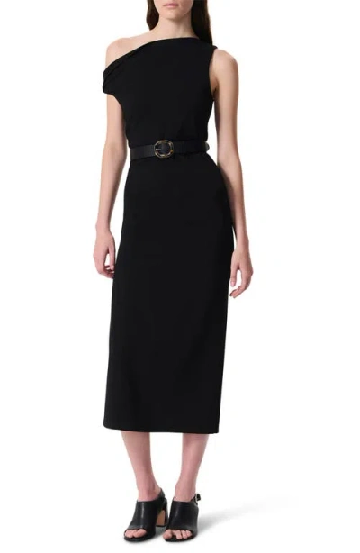 Rag & Bone Irina Asymmetric Neck Midi Dress In Black