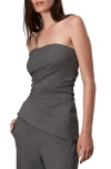 Rag & Bone Irina Shirred Strapless Top In Charcoal