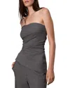 Rag & Bone Irina Shirred Strapless Top In Charcoal