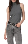 Rag & Bone Irina Ponte Turtleneck Tank Top In Charcoal