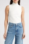Rag & Bone Irina Sleeveless Ponte Turtleneck Top In White