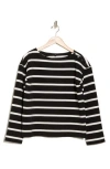 Rag & Bone Irina Textured Stripe Long Sleeve Top In Black/white