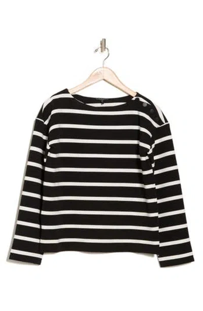 Rag & Bone Irina Textured Stripe Long Sleeve Top In Black/white