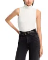 Rag & Bone Irina Sleeveless Ponte Turtleneck Top In White