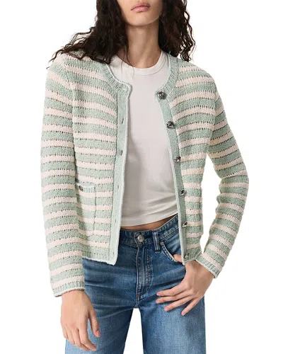 Rag & Bone Jace Stripe Cardigan In Greenmult