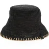Rag & Bone Jade Packable Raffia Straw Bucket Hat In Black