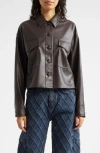 Rag & Bone Jaiden Faux Leather Shirt Jacket In Dark Brown