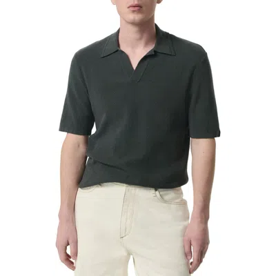 Rag & Bone Johnny Toweling Rib Polo In Dark Grey