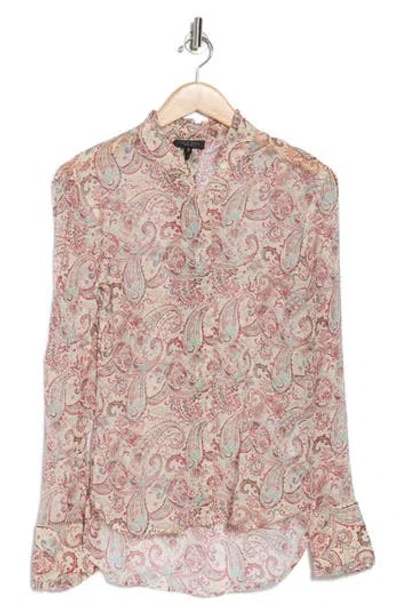 Rag & Bone Jordan Print Silk Blend Shirt In Cream Multi