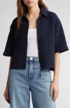 Rag & Bone Junie Tweed Zip Top In Navy