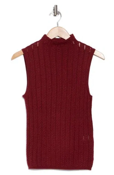 Rag & Bone Krissy Wool Blend Cable Knit Sweater Top In Brickred