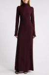 Rag & Bone Lilith Metallic Long Sleeve Turtleneck Maxi Sweater Dress In Burgundy