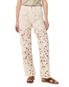 Rag & Bone Womens Blue Logan Floral Cut-out Wide-leg Denim Jeans