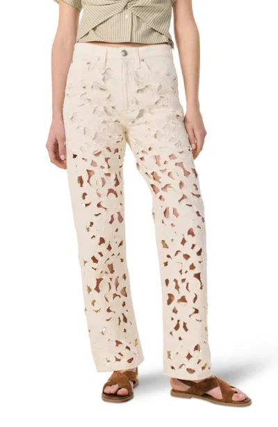 RAG & BONE RAG & BONE LOGAN FLORAL CUTOUT MID RISE WIDE LEG JEANS