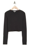 Rag & Bone Long Sleeve Crop Slubbed T-shirt In Black