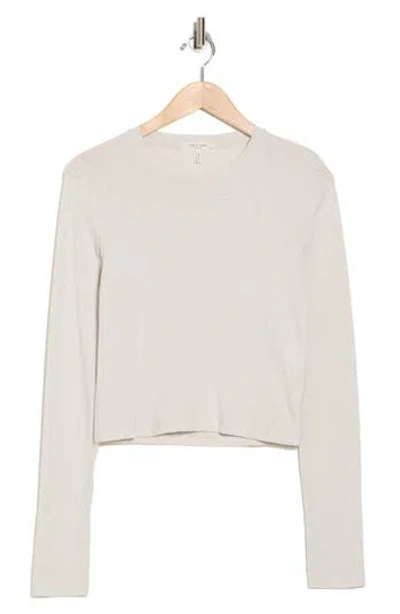 Rag & Bone Cropped Long Sleeve Ribbed T-shirt In Grey