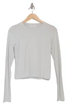 Rag & Bone Long Sleeve Crop Slubbed T-shirt In Storm