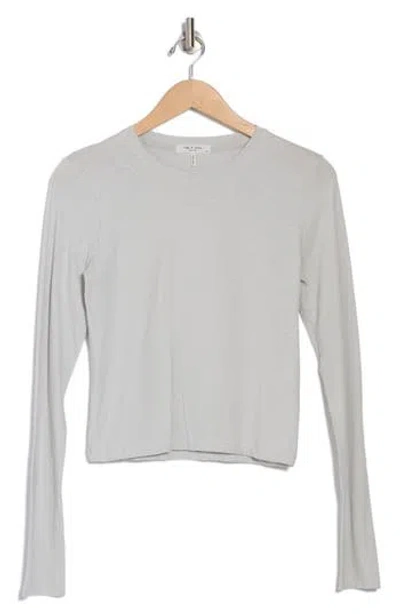 Rag & Bone Long Sleeve Crop Slubbed T-shirt In Storm
