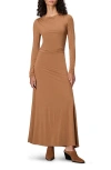 Rag & Bone Luca Asymmetric Drape Long Sleeve Maxi Dress In Khaki