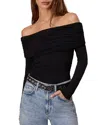 Rag & Bone Luca Off The Shoulder Long Sleeve Jersey Top In Black