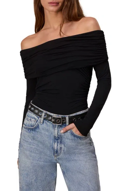 Rag & Bone Luca Off The Shoulder Long Sleeve Jersey Top In Black